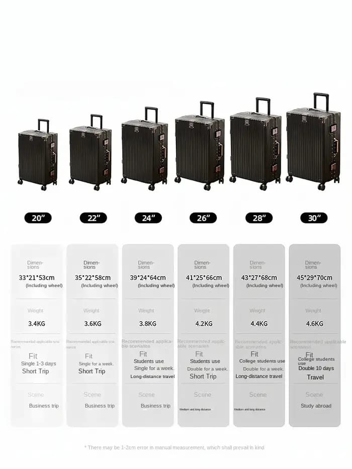 Valise cadre en aluminium 20 pouces boîtier de chariot de transport roues universelles amovibles 22-30 pouces valises de voyage de grande capacité