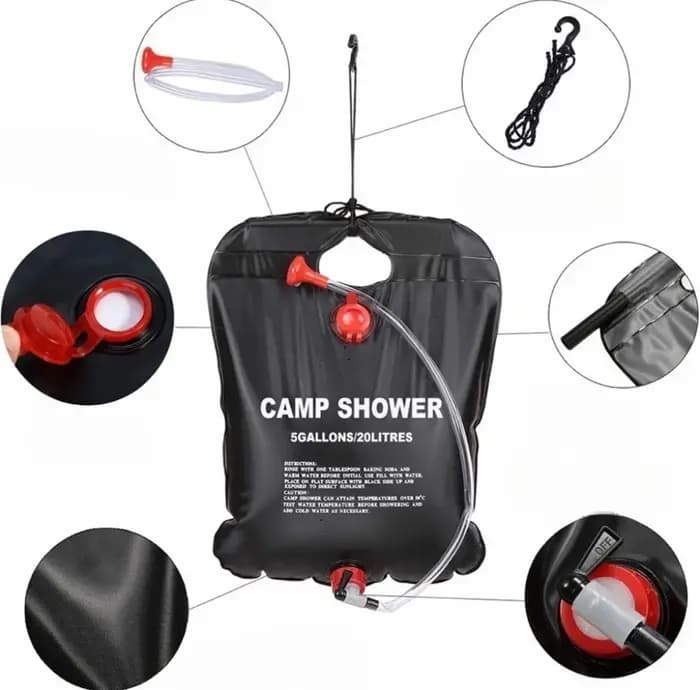 20/40L sac d'eau pliable Camping sac de douche solaire bain extérieur soleil Compact sac