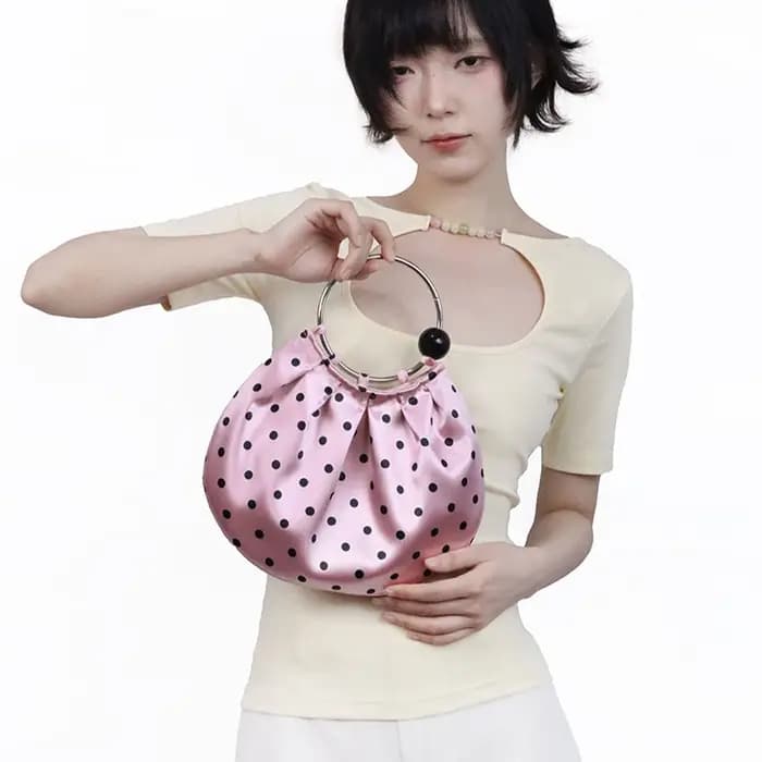 Sac fourre-tout à pois vintage rétro froissé