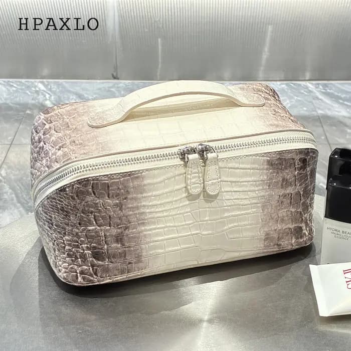 Sac à cosmétiques de l'himalaya en cuir de vache motif crocodile