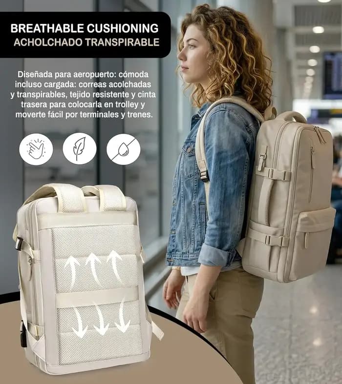 Sac à dos de voyage pour cabine d'avion, extensible, portable, bagage à main, 15,6 pouces, grande capacité, imperméable, s'ouvre comme une valise