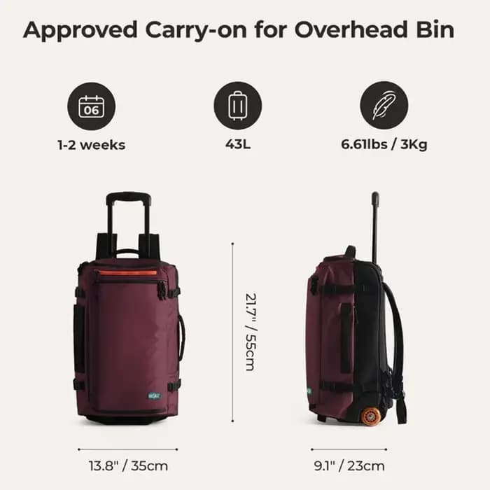 BAGSMART Sac de voyage à roulettes grande capacité