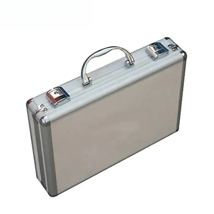 Flight case, 340 × 245 × 70 mm, flight case en aluminium rigide argenté
