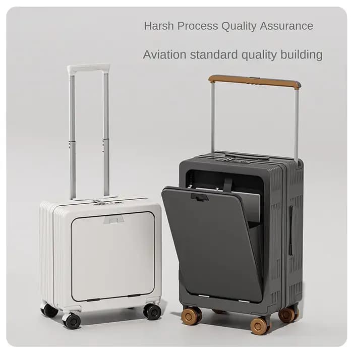 Valise à ouverture frontale, trolley multifonctionnel, cadre en aluminium, sac pour ordinateur portable, valise 18/20 pouces, valise cabine, valises de voyage 24 pouces