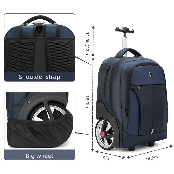 RUCYEN sac à dos à bagages roulant avec roues valises de voyage sacs à roulettes de grande capacité sac à dos