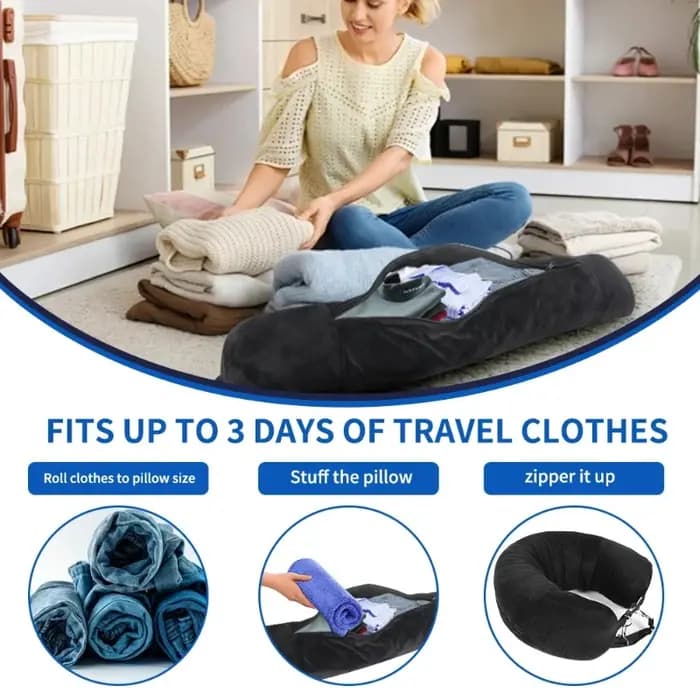 Oreiller cervical de voyage avec vêtements remplissables