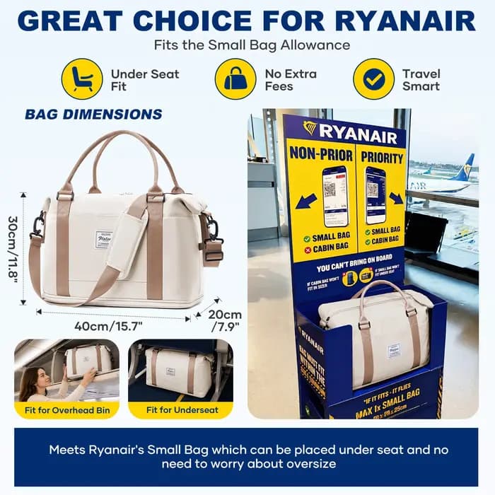 Sacs de week-end pour femmes, sac de voyage Ryanair, sac cabine 40x30x20, bagage à main pliable, sac de voyage pour hommes, sac de sport imperméable