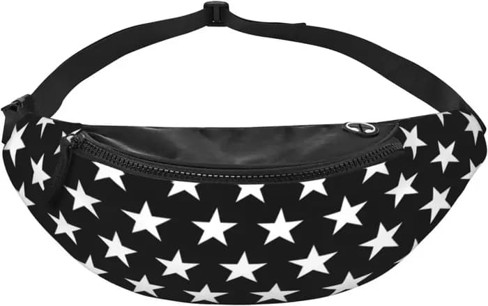 Star Noir et Blanc Fanny Packs pour Femmes Hommes Taille Réglable Sac Bandoulière