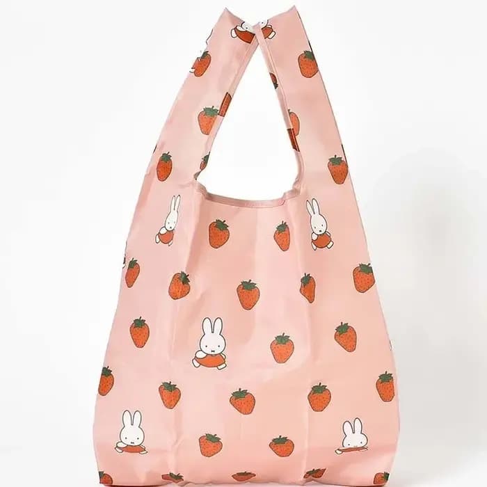 Kawaii Miffy – sac de courses Portable pliable de grande capacité à motifs de fraises