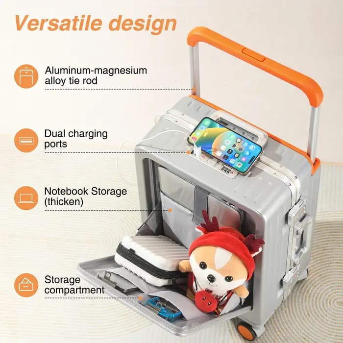 Valise cabine à ouverture frontale avec roulettes pivotantes
