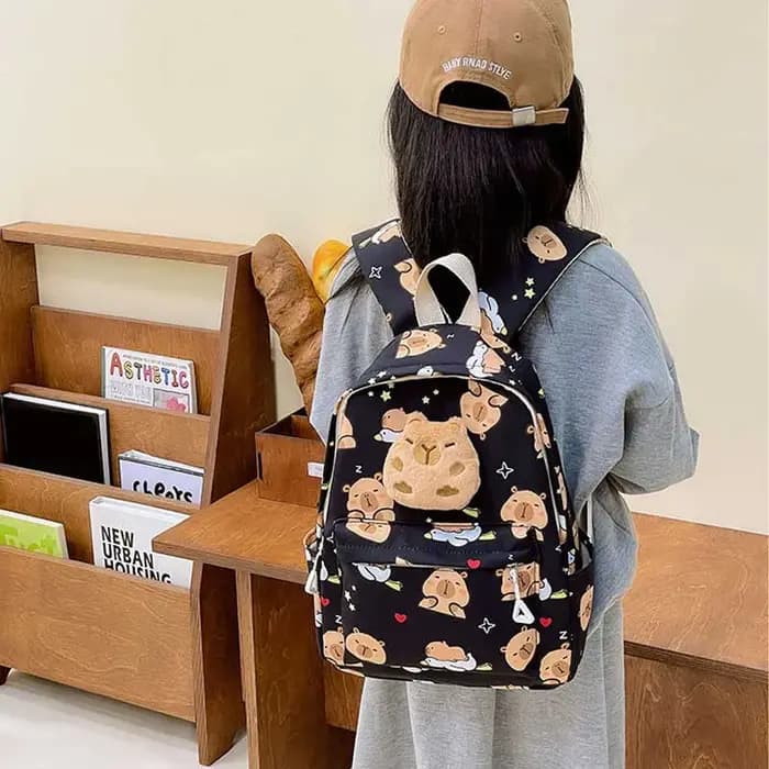 Mignon dessin animé Capybara sac à dos en peluche grande capacité sacs d'école modèle Simple livre sac Kawaii GirlSchool sac à dos Mochila Mujer