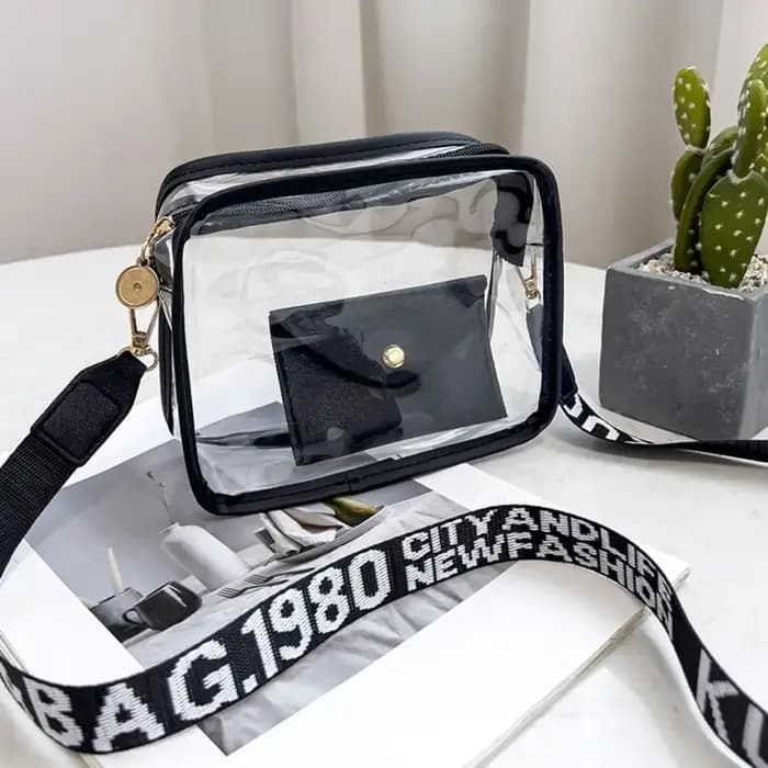 Sac à bandoulière Transparent pour femmes, couleur bonbon, lettre, sac à bandoulière mode, sac de ge
