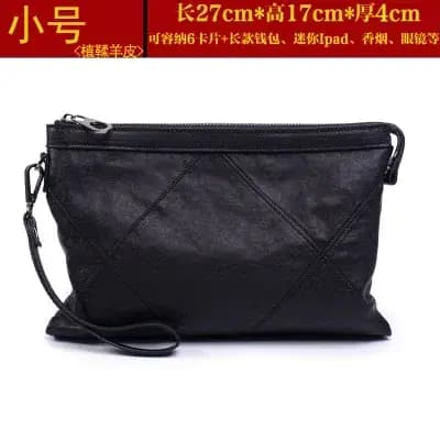 GENOFAN-Sac à main en cuir véritable pour homme, pocommuniste en peau de mouton souple, pochette env