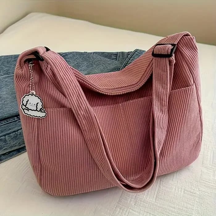 Sac à bandoulière en velours côtelé pour femme