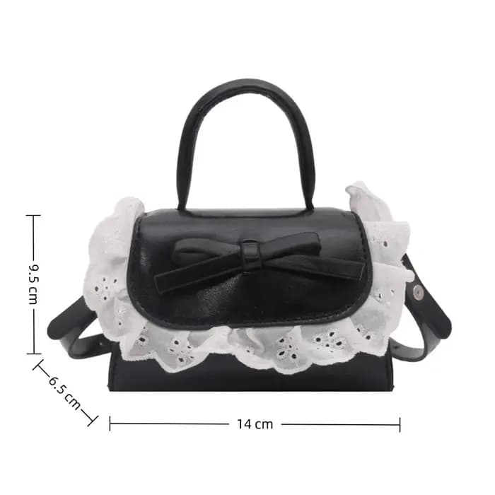 Sac bandoulière mini tendance en cuir PU avec nœud en dentelle