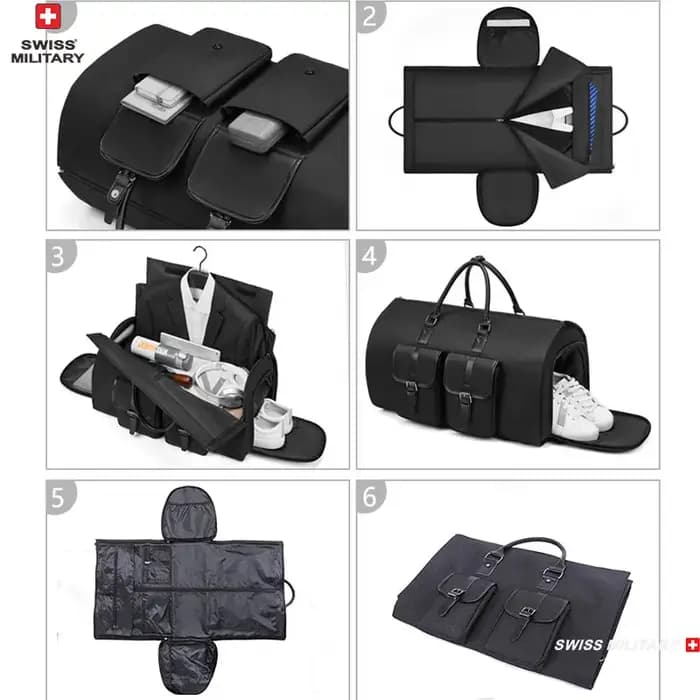 SWISS MILITAIRE Nouveaux sacs à vêtements d'affaires pour hommes Grand sac de costume pliable multifonctionnel avec sac