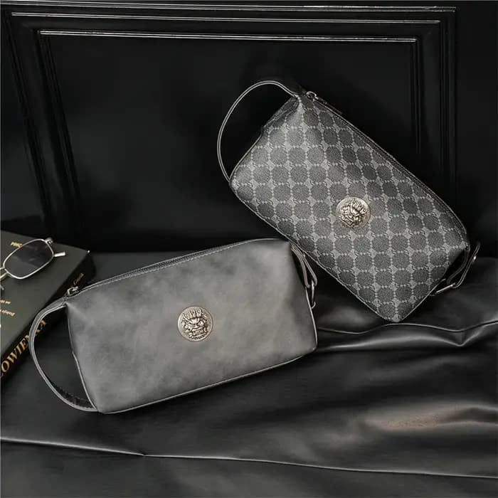 Pochette Homme Tête de Dragon – Sacoche Décontractée en Cuir PU Souple pour Hommes