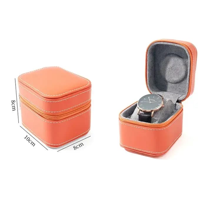 Boîtier de montre unique en cuir PU, étui de voyage avec coussin amovible, mallette de rangement de bijoux, organisateur, boîte de montre carrée Portable