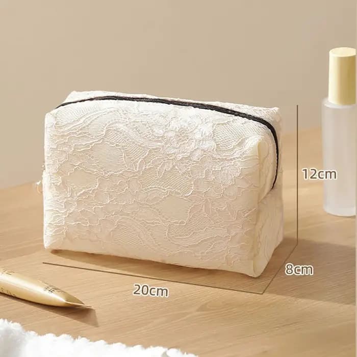Sac de maquillage pour femmes en dentelle et maille