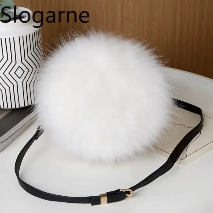 Mini sac à bandoulière rond en fausse fourrure pour femme