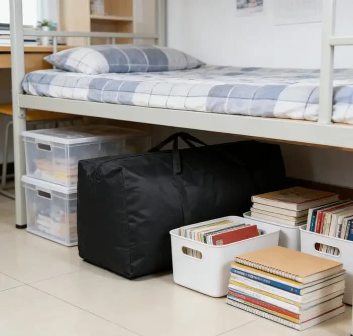Sac de rangement grande capacité en tissu Oxford université noir pliable et imperméable pour valises voyage camping et organisation d'armoire avec sangles de compression