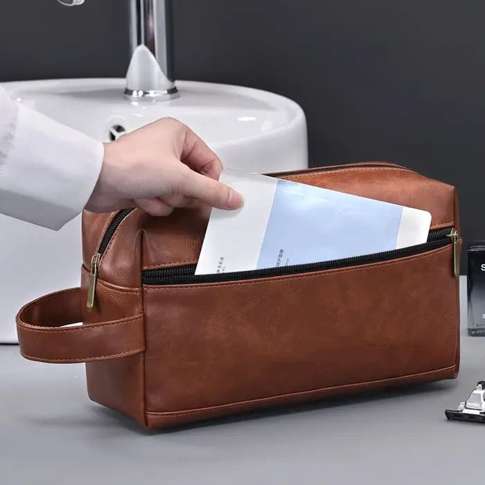 Sac à cosmétiques en cuir pour hommes