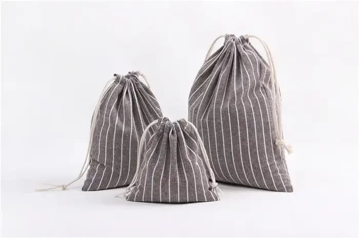 Sac à cosmétiques en coton et lin avec cordon de serrage