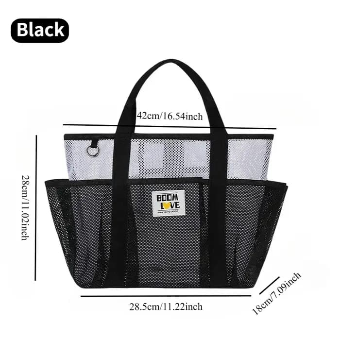 Grand sac de plage en maille, léger et respirant, pliable, multi-poches, sac de piscine pour le voya