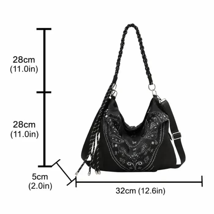 Sac à bandoulière en toile de nylon à motif cachemire