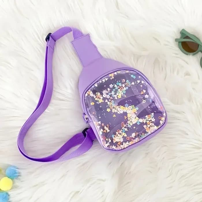 Sac à bandoulière à paillettes transparentes colorées pour bébés filles