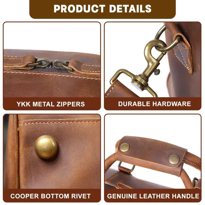 Sac de voyage vintage en cuir pleine fleur pour homme S.WORKER