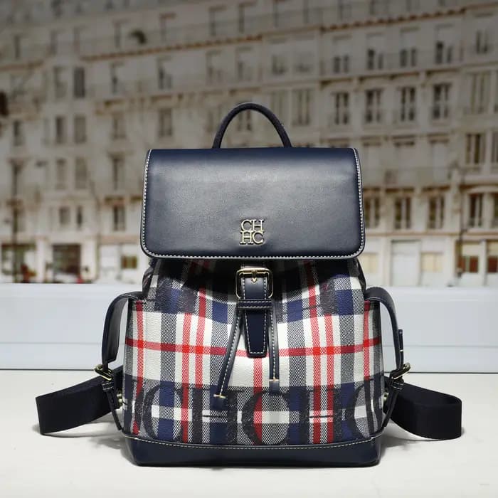 CH nouvelles femmes sac à dos motif à carreaux noir rouge couleur bloc dames sac boucle détail décontracté voyage quotidien bandoulière mode sac