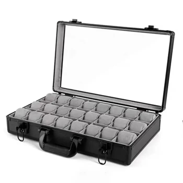 Boîte de montre à 24 fentes, organisateur de montres-bracelets, valise de grande capacité, présentoir de rangement de montre, couvercle Transparent, boîtes de montres