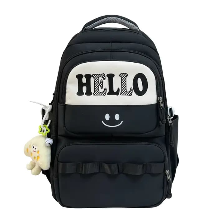 Sac à dos en Nylon 5 couleurs pour femmes, grande capacité, sac à dos Smiley Face, sac d'école pour