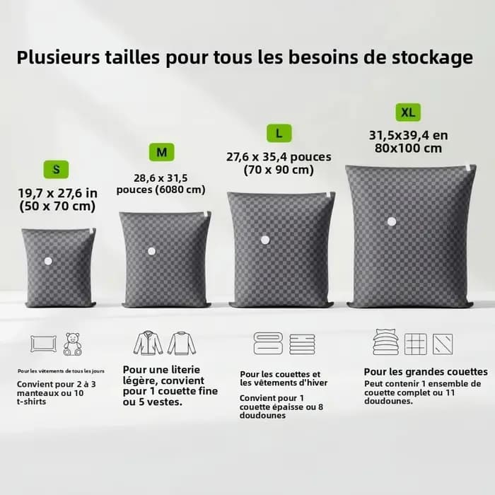 Sacs de rangement sous vide