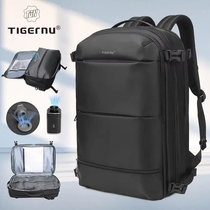 Sac à dos de voyage Tigernu extensible à compression sous vide 27L-37L pour cabine d'avion