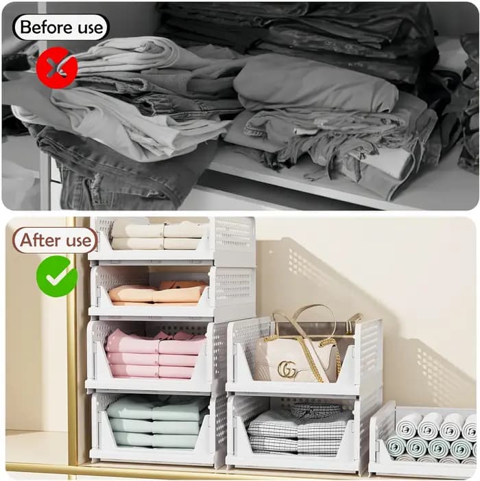 Boîte de rangement à tiroirs pliable, boîte de rangement empilable pour vêtements et sous-vêtements, applicable à une armoire, une cuisine, une salle de bain et un bureau