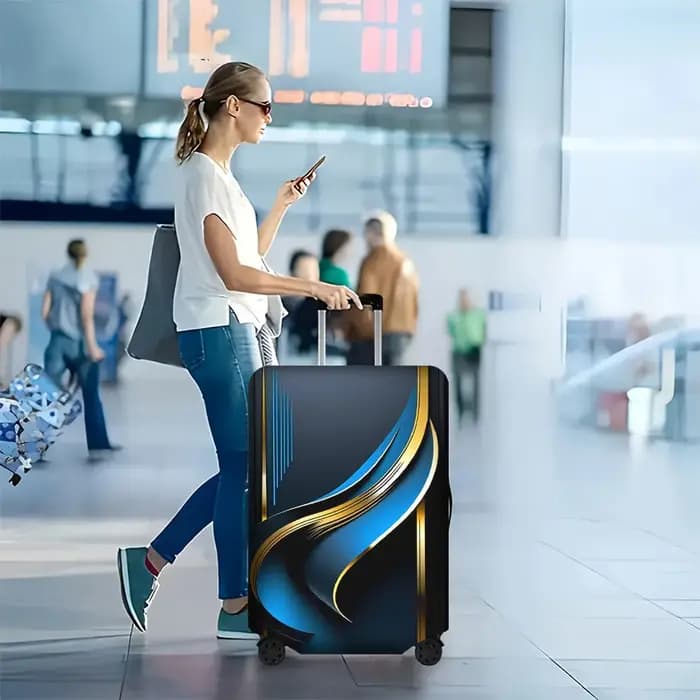 1 housse de valise avec un motif imprimé doré de style fluide