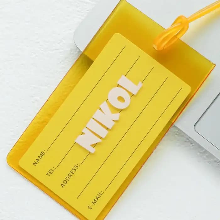Étiquette de bagage personnalisée avec nom, étiquette de bagage fluorescente en PVC, étiquette d'identification de valise transparente imperméable avec carte nominative