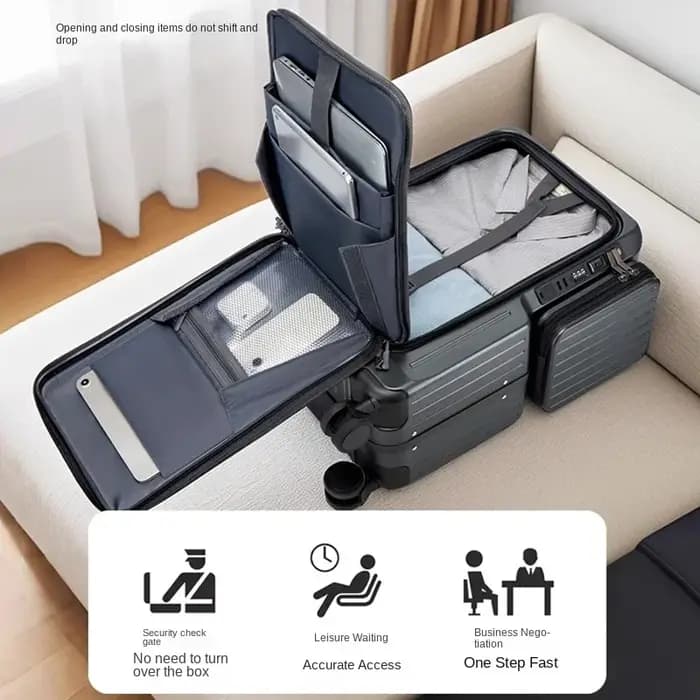 Valise à bagages à main 20 pouces en polycarbonate avec ouverture frontale et verrouillage par mot de passe pour voyage en cabine