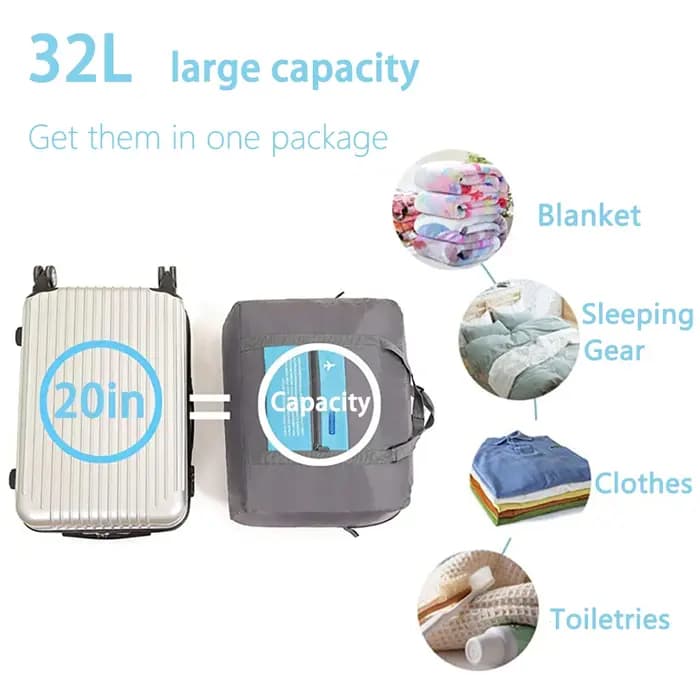 Sac polochon 32L Airlines sous siège cabine sac 45x35x20 pliable sac d'hôpital sac de nuit femmes et hommes voyage sac à main Storag