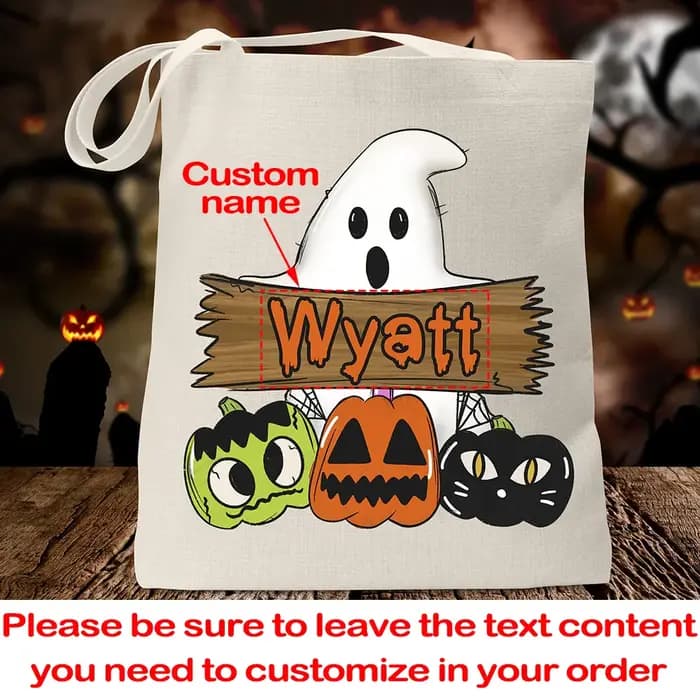 Sac fourre-tout personnalisé pour Halloween, 1 pièce, sac à bonbons pour bonbons ou friandises, cade
