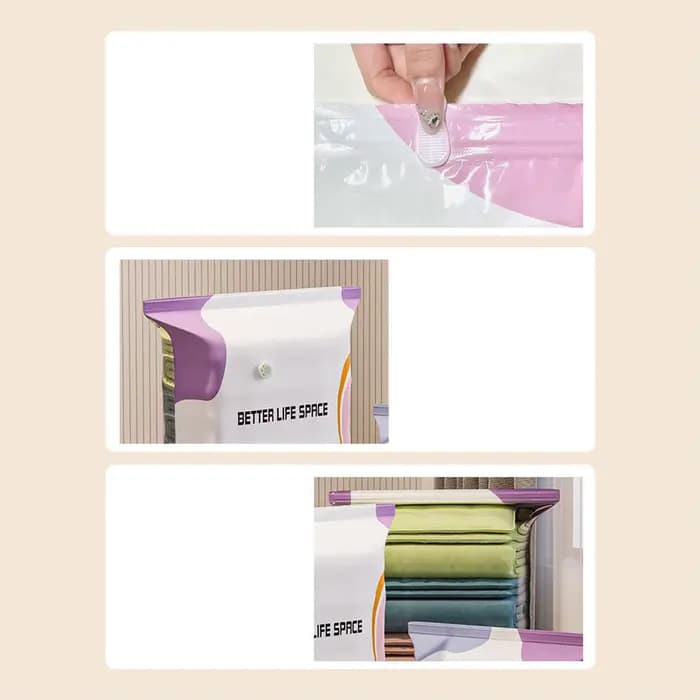 Sacs de rangement sous vide pour vêtements, couettes, bagages – Scellés sans pompe, épaissis, grande capacité, gain de place, fournitures de rangement domestique