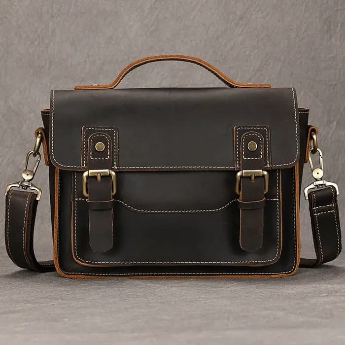 Grand sac à bandoulière en cuir véritable pour hommes, sacoches de Style rétro à la mode pour hommes