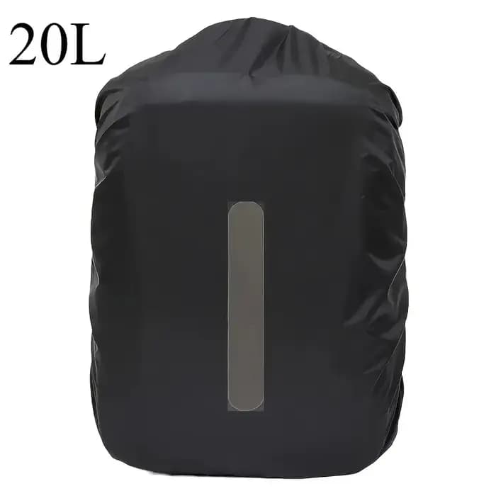 Housse de pluie pliable noire 20-70L pour sac à dos avec bandes réfléchissantes – Idéale pour la ran