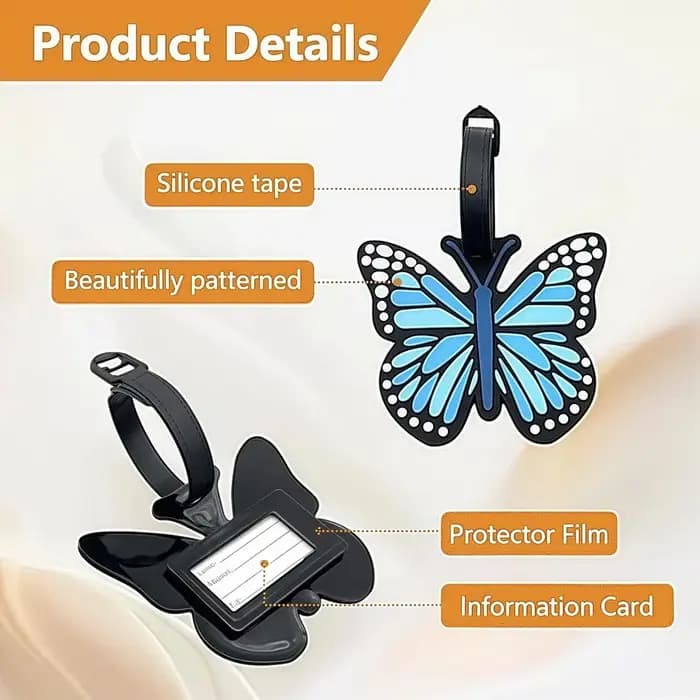 Étiquette de bagage en forme de papillon avec sangle
