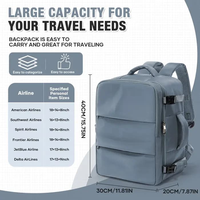 Sac à dos de voyage pour cabine d'avion 40x30x20