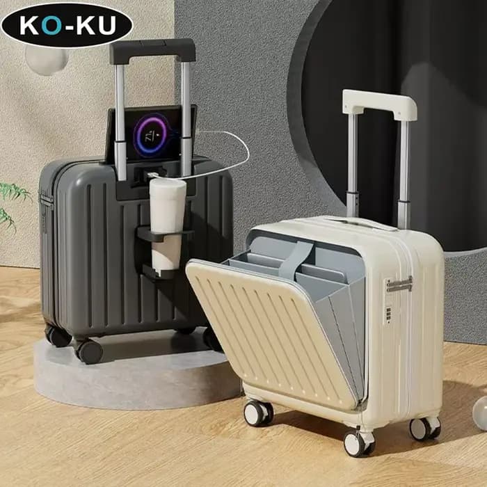 KU valise à main ouverture avant 18 pouces boîte d'embarquement support de verre Interface USB boîtier de chariot mot