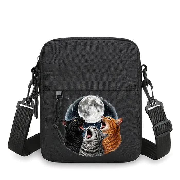 Sac à bandoulière pour homme style japonais vintage motif chat