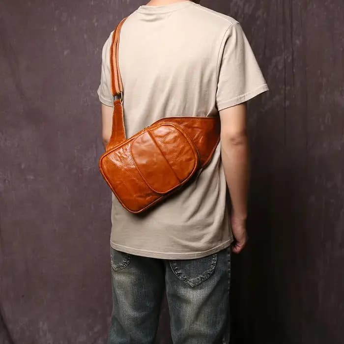 Sac à bandoulière en cuir véritable pour homme